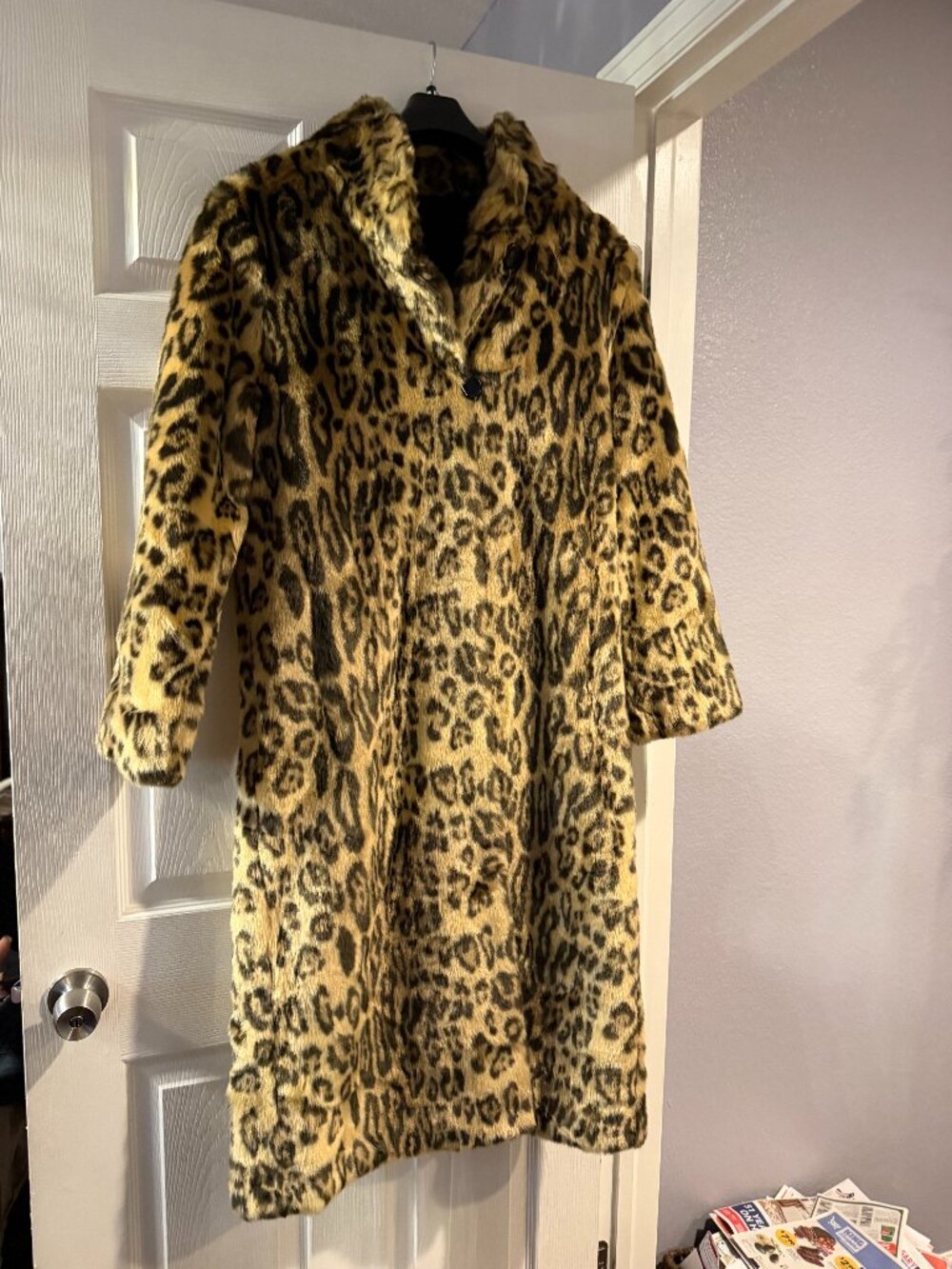 Reversible Full Length 2-in-1 Faux Fur Leopard Print Coat